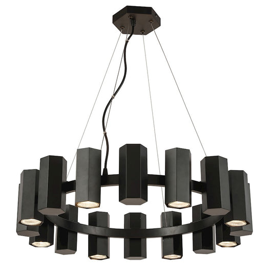 Dainolite Centella 24in 16-Light Chandelier | Modern Matte Black Metal | Living Room & Dining Room | 24 x 24 x 6 in | Model CEN-2416C-MB