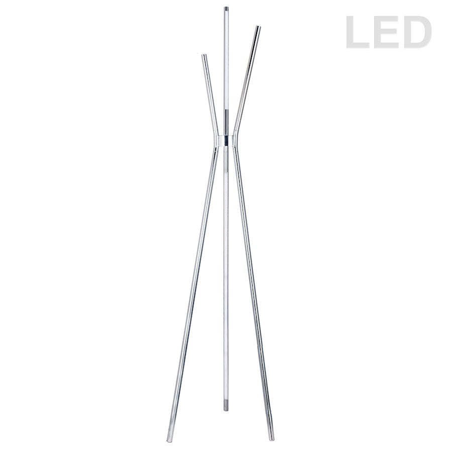 Dainolite Cerena 60in 4-Light LED Floor Lamp | Contemporary Polished Chrome Metal | Living Room & Bedroom Ambient Light | Model CER-3LEDF-PC