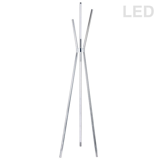 Dainolite Cerena 60in 4-Light LED Floor Lamp | Contemporary Polished Chrome Metal | Living Room & Bedroom Ambient Light | Model CER-3LEDF-PC