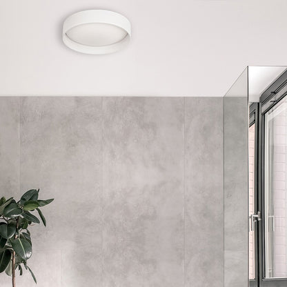 Dainolite CFLD-1114-198F 11in 1-Light LED Flush Mount | Contemporary Eggshell Fabric and Satin Chrome Steel | Bedroom | Model CFLD-1114-198F