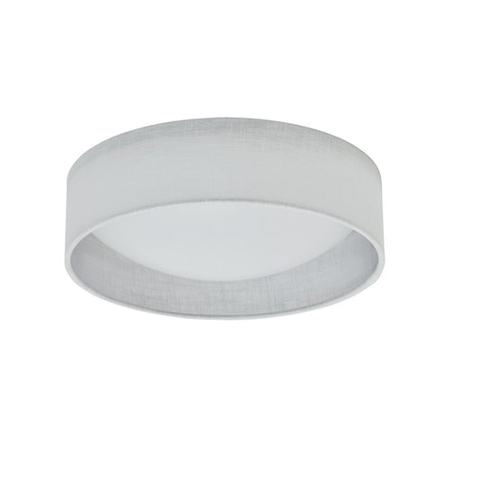 Dainolite CFLD-1114-2400 11in 1-Light Flush Mount | White Fabric and Satin Chrome Steel | Bedroom & Hallway | 11 x 11 x 3 in | Model CFLD-1114-2400