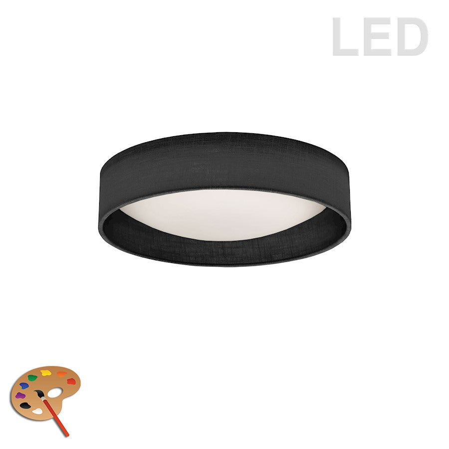 Dainolite 11in 1-Light Flush Mount | Modern Black Fabric Shade and Satin Chrome Acrylic Diffuser | Bedroom & Hallway Ceiling Light | Model CFLD-1114-2406