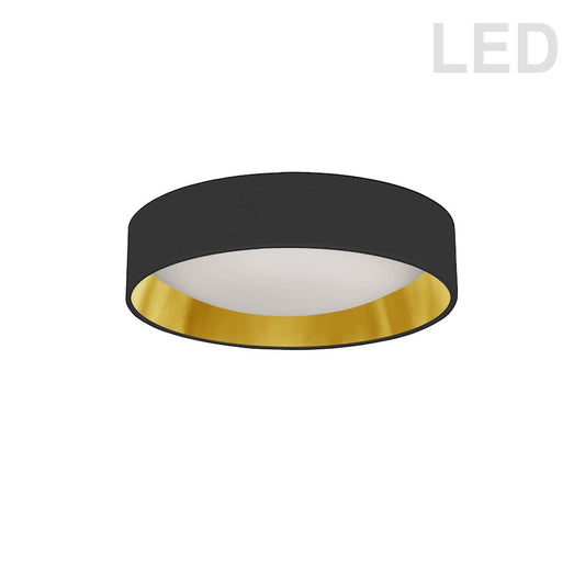 Dainolite CFLD-1114-698 11in 1-Light Flush Mount | Black/Gold Fabric and Polished Chrome Acrylic | Bathroom & Kitchen | Model CFLD-1114-698