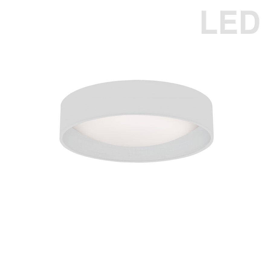 Dainolite CFLD-1114-790 11in 1-Light Flush Mount | White Fabric and Satin Chrome Acrylic | Bathroom & Kitchen | 11 x 11 x 3 in | Model CFLD-1114-790
