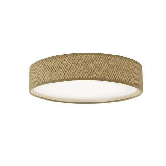 Dainolite Corinne 11in 1-Light LED Flush Mount | Natural Seagrass and White Acrylic | Bedroom & Hallway | 11 x 11 x 3 in | Model CFLD-1114-NAT