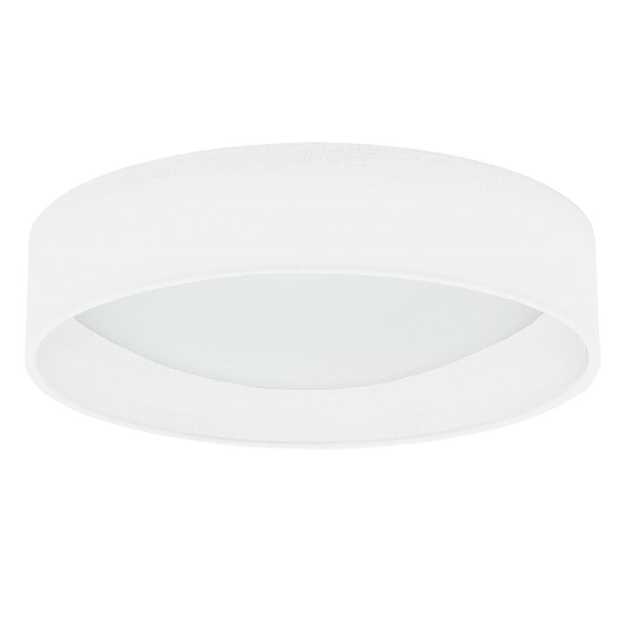 Dainolite 15in 1-Light LED Flush Mount | Eggshell Fabric Shade with Satin Chrome Base | Bedroom & Hallway | 15 x 15 x 3 in | Model CFLD-1522-198F
