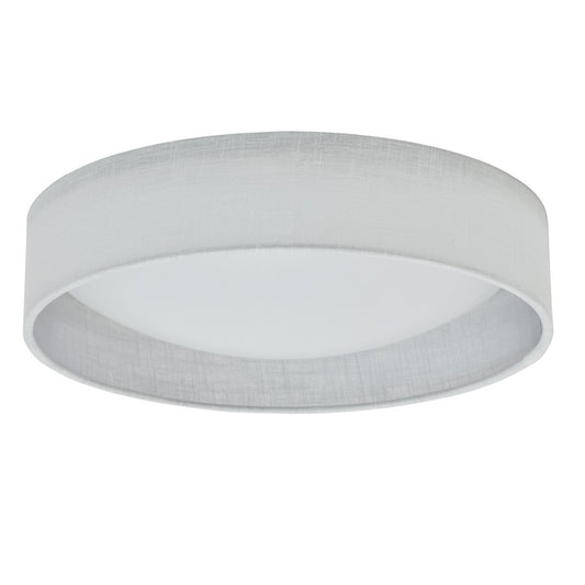 Dainolite 15in 1-Light LED Flush Mount | White Fabric Shade with Satin Chrome Base | Bedroom & Hallway | 15 x 15 x 3 in | Model CFLD-1522-2400
