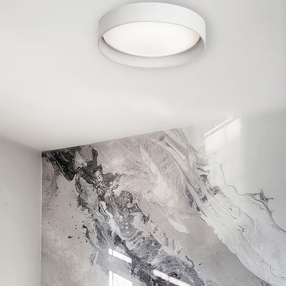 Dainolite 15in 1-Light LED Flush Mount | White Fabric Shade with Satin Chrome Base | Bedroom & Hallway | 15 x 15 x 3 in | Model CFLD-1522-2400