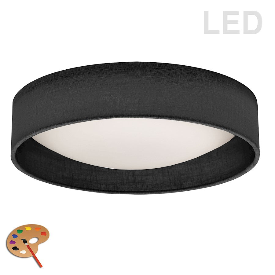 Dainolite CFLD 15in 1-Light Flush Mount | Modern Black Fabric and Satin Chrome Acrylic | Bedroom & Hallway | 15 x 15 x 3 in | Model CFLD-1522-2406