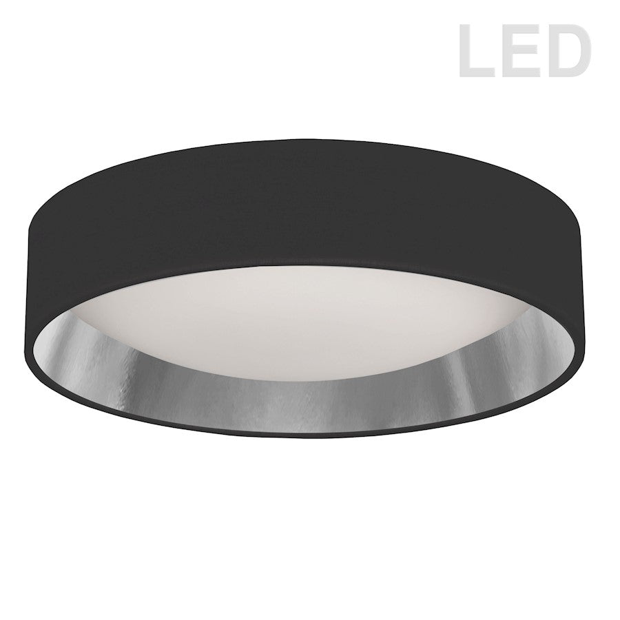 Dainolite CFLD-1522-697 15in 1-Light Flush Mount | Modern Black Fabric and Satin Chrome Acrylic | Bedroom & Hallway | 15 x 15 x 3 in | Model CFLD-1522-697