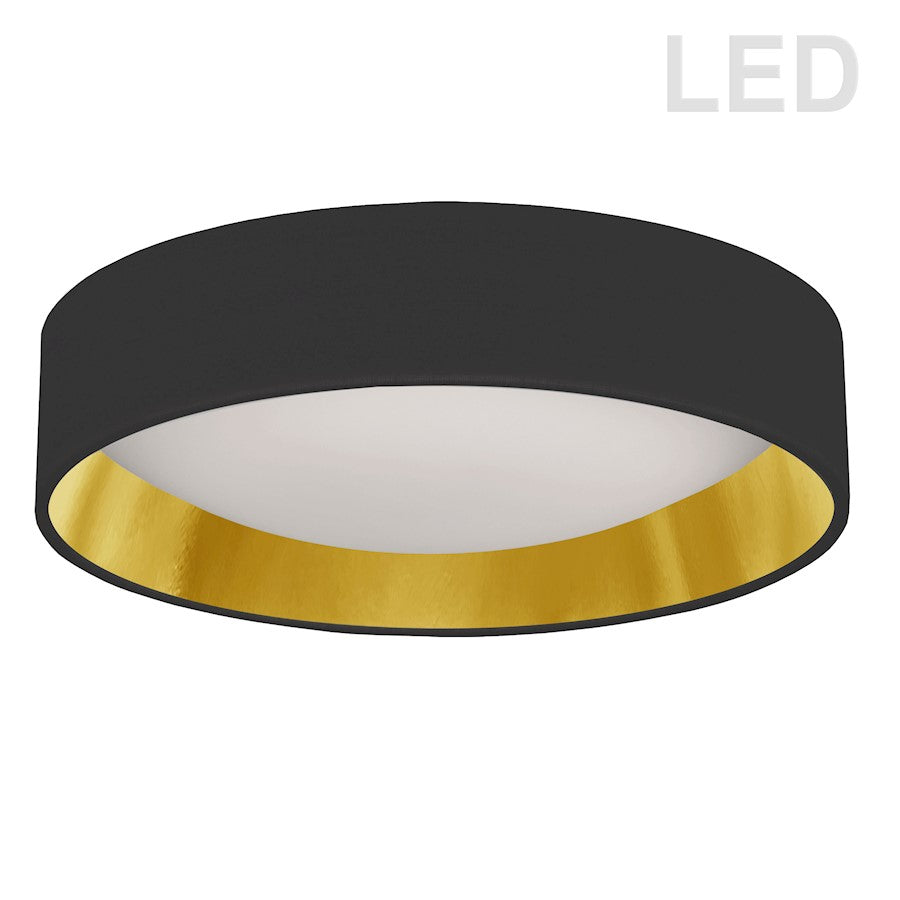 Dainolite CFLD-1522 15in 1-Light Flush Mount | Black/Gold Fabric and Polished Chrome Acrylic | Bathroom & Kitchen | Model CFLD-1522-698