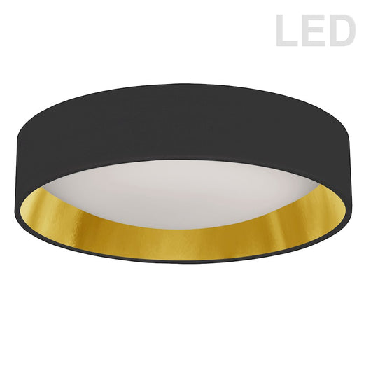 Dainolite CFLD-1522 15in 1-Light Flush Mount | Black/Gold Fabric and Polished Chrome Acrylic | Bathroom & Kitchen | Model CFLD-1522-698