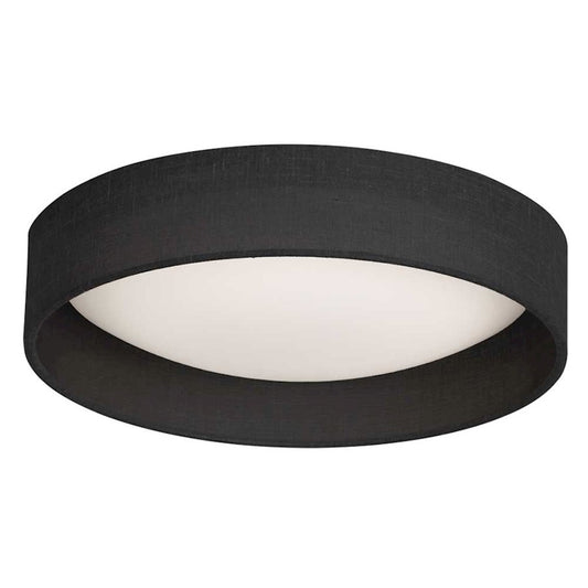 Dainolite CFLD-1522 15in 1-Light Flush Mount | Black Fabric and Satin Chrome Steel | Bedroom & Hallway | 15 x 15 x 3 in | Model CFLD-1522-797