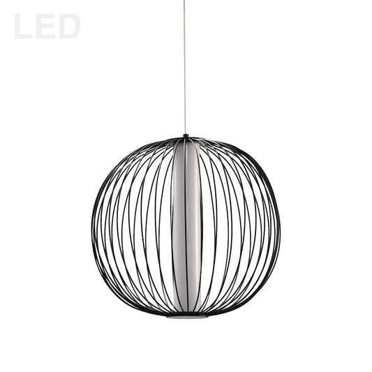 Dainolite Charlotte 17in 4-Light LED Pendant | Matte Black and White Acrylic | Kitchen Island & Dining Room | Model CHR-161LEDP-MB