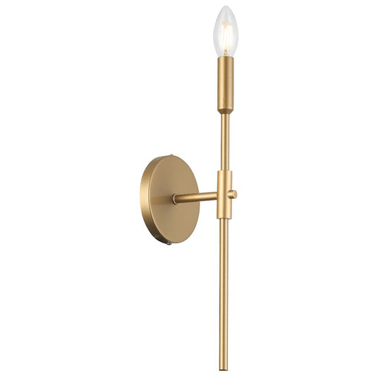 Dainolite Cinthia 16in 1-Light Wall Sconce | Transitional Aged Brass Metal | Hallway & Bathroom Accent | 4.25 x 4.75 x 16 in | Model CIN-161W-AGB