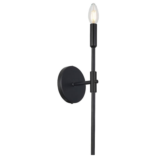 Dainolite Cinthia 16in 1-Light Wall Sconce | Transitional Matte Black Metal | Hallway & Bathroom Accent | 4.25 x 4.75 x 16 in | Model CIN-161W-MB