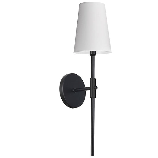 Dainolite Cinthia 21in 1-Light Wall Sconce | Transitional Matte Black and White Fabric | Bathroom & Powder Room | Model CIN-211W-MB-790