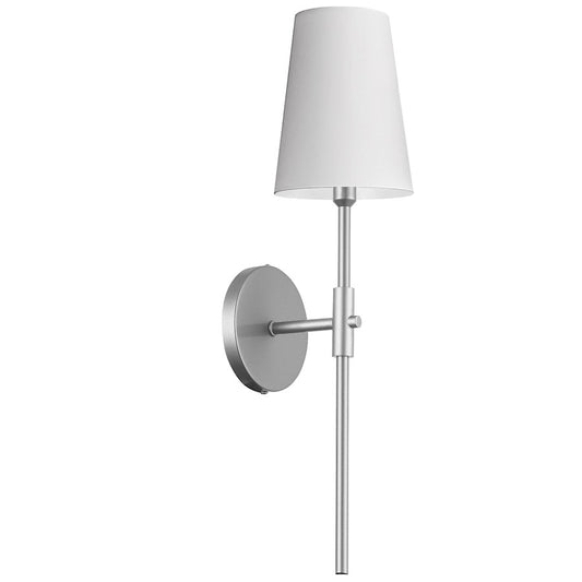 Dainolite Cinthia 21in 1-Light Wall Sconce | Transitional Polished Chrome and White Fabric | Bathroom & Powder Room | Model CIN-211W-PC-790