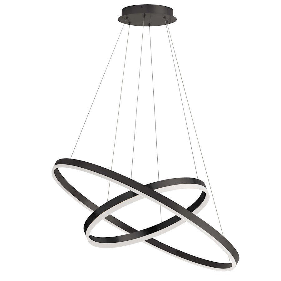 Dainolite Circulo 29in 2-Light Chandelier | Modern Matte Black and White Acrylic | Dining Room & Kitchen | 29 x 29 x 14 in | Model CIR-1497C-MB