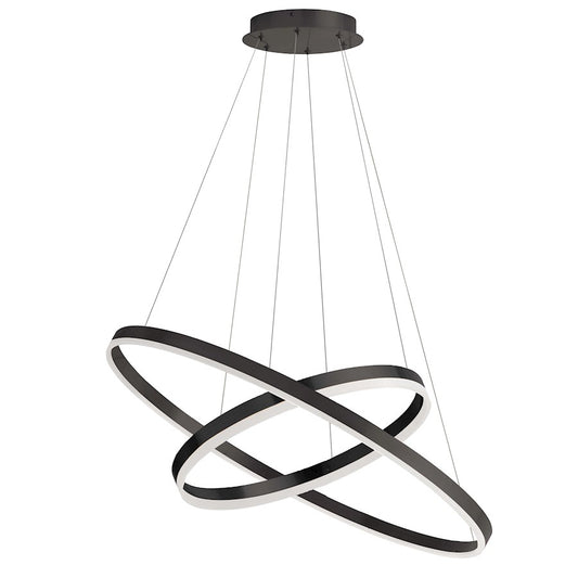 Dainolite Circulo 29in 2-Light Chandelier | Modern Matte Black and White Acrylic | Dining Room & Kitchen | 29 x 29 x 14 in | Model CIR-1497C-MB
