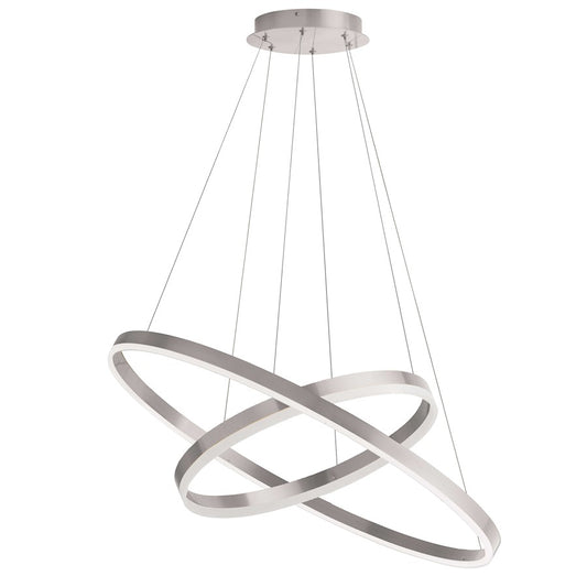 Dainolite Circulo 29in 2-Light Chandelier | Modern Silver and White Acrylic | Dining Room & Kitchen | 29 x 29 x 14 in | Model CIR-1497C-SV