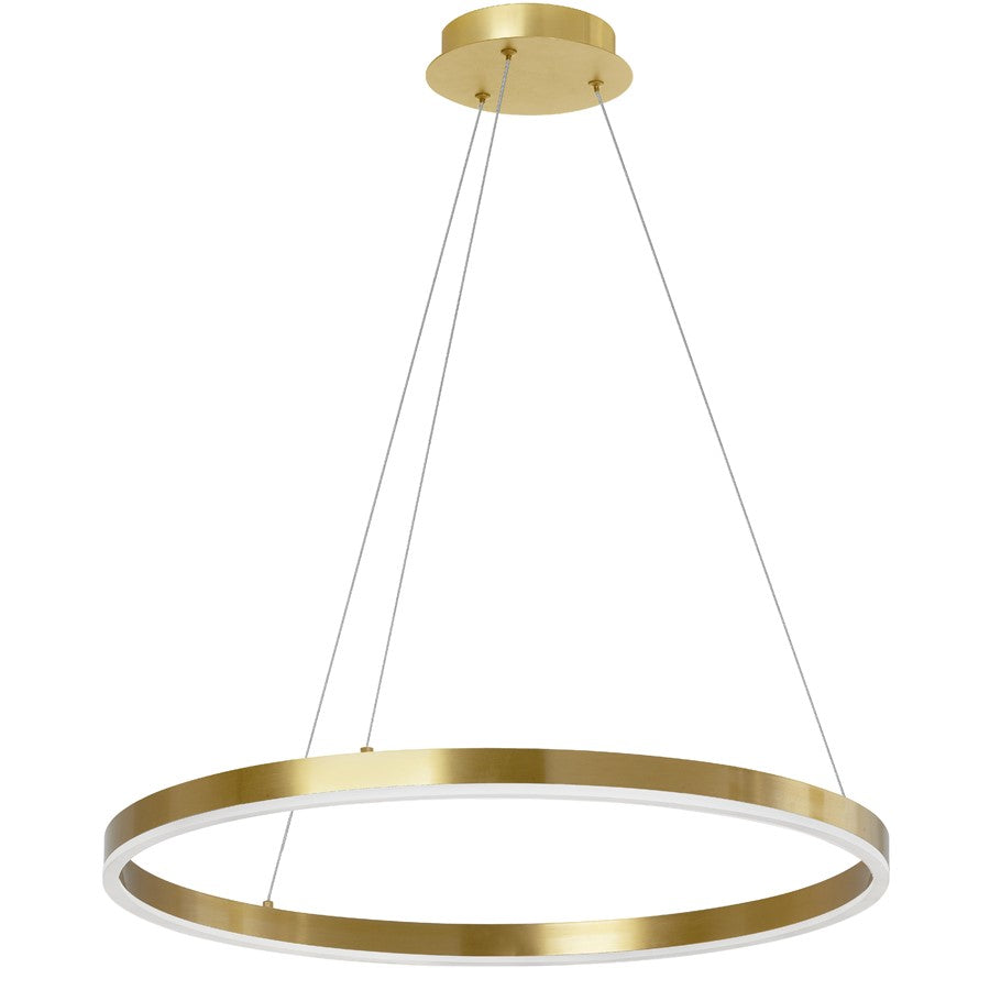 Dainolite Circulo 24in 1-Light Color-Changing LED Chandelier | Modern Aged Brass and White Acrylic | Dining Room & Foyer | Model CIR-2434C-5CCT-AGB