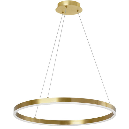 Dainolite Circulo 24in 1-Light Color-Changing LED Chandelier | Modern Aged Brass and White Acrylic | Dining Room & Foyer | Model CIR-2434C-5CCT-AGB