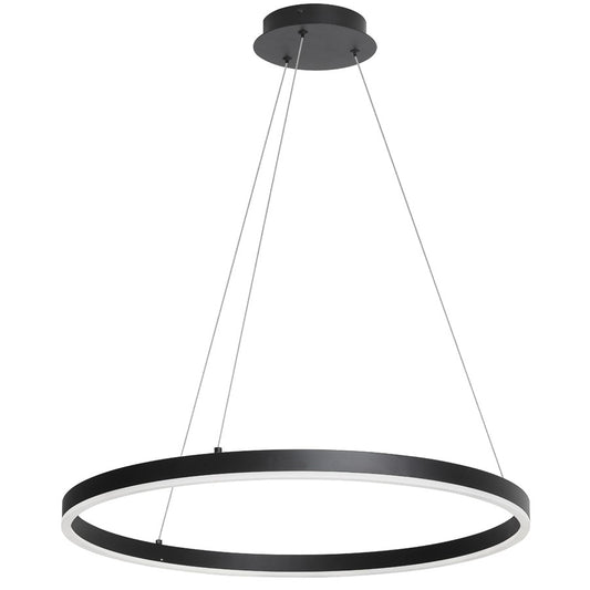 Dainolite Circulo 24in 1-Light Color-Changing LED Chandelier | Modern Matte Black and White Acrylic | Dining Room & Foyer | Model CIR-2434C-5CCT-MB