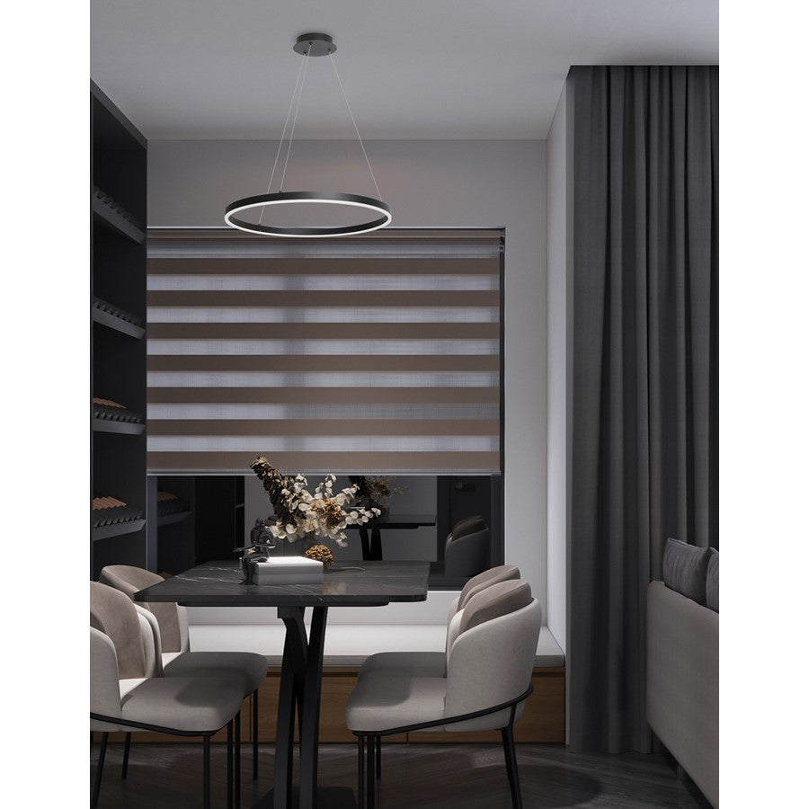 Dainolite Circulo 24in 1-Light Color-Changing LED Chandelier | Modern Matte Black and White Acrylic | Dining Room & Foyer | Model CIR-2434C-5CCT-MB