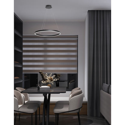 Dainolite Circulo 24in 1-Light Color-Changing LED Chandelier | Modern Matte Black and White Acrylic | Dining Room & Foyer | Model CIR-2434C-5CCT-MB