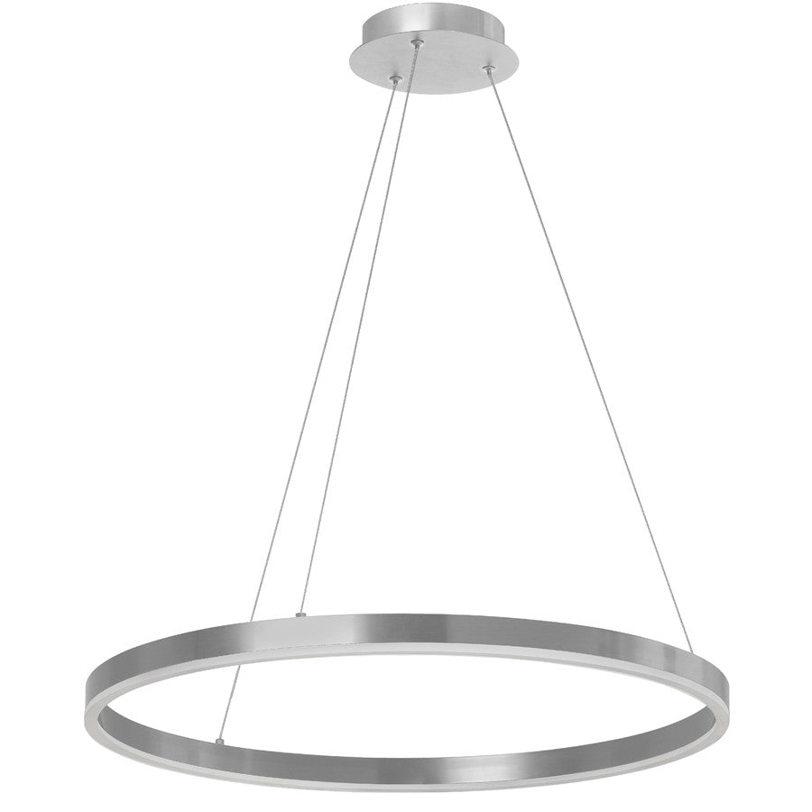 Dainolite Circulo 24in 1-Light Chandelier | Modern Silver and White Acrylic | Kitchen Island & Dining Room | Model CIR-2434C-5CCT-SV
