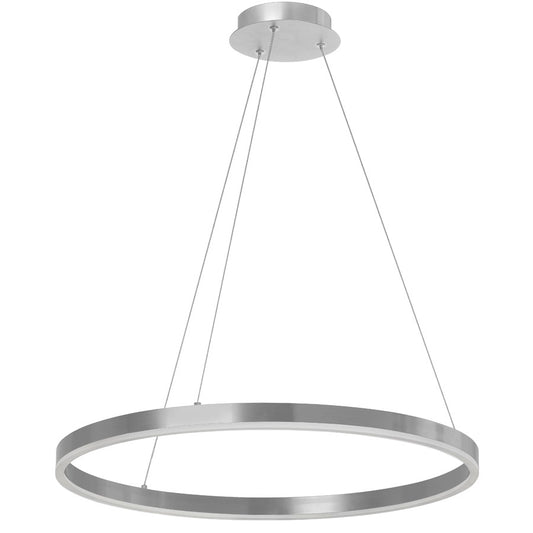 Dainolite Circulo 24in 1-Light Chandelier | Modern Silver and White Acrylic | Kitchen Island & Dining Room | Model CIR-2434C-5CCT-SV