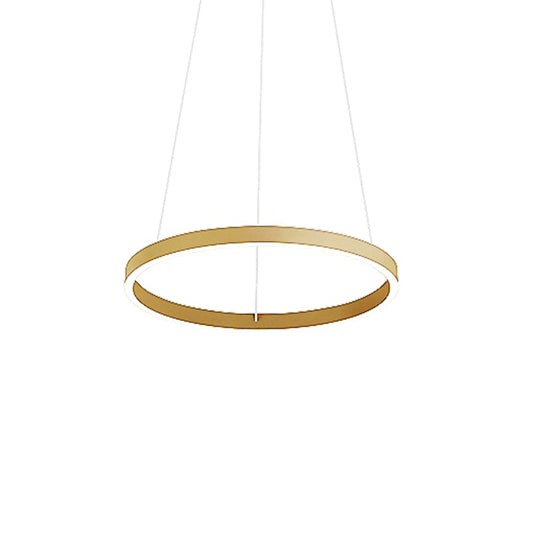 Dainolite Circulo 24in 1-Light Chandelier | Modern Aged Brass and White Acrylic | Kitchen Island & Dining Room | Model CIR-2434C-AGB