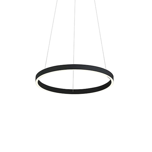 Dainolite Circulo 24in 1-Light Chandelier | Modern Matte Black and White Acrylic | Kitchen Island & Dining Room | Model CIR-2434C-MB