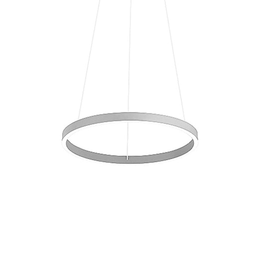 Dainolite Circulo 24in 1-Light Chandelier | Modern Silver and White Acrylic | Kitchen Island & Dining Room | 24 x 24 x 1.5 in | Model CIR-2434C-SV