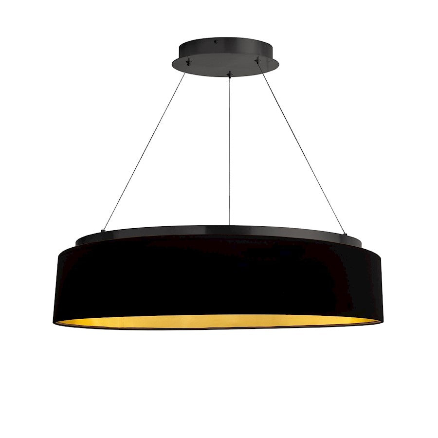 Dainolite Circulo 26in 1-Light Chandelier | Modern Matte Black Fabric and Black Fabric Shade | Dining Room & Kitchen | 26 x 26 x | Model CIR-2634C-MB-698
