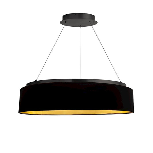 Dainolite Circulo 26in 1-Light Chandelier | Modern Matte Black Fabric and Black Fabric Shade | Dining Room & Kitchen | 26 x 26 x | Model CIR-2634C-MB-698