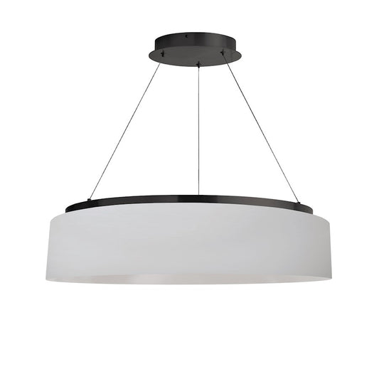 Dainolite Circulo 26in 1-Light Chandelier | Modern White Fabric and Matte Black Metal | Dining Room, Kitchen & Foyer | 26 x 26 x | Model CIR-2634C-MB-790