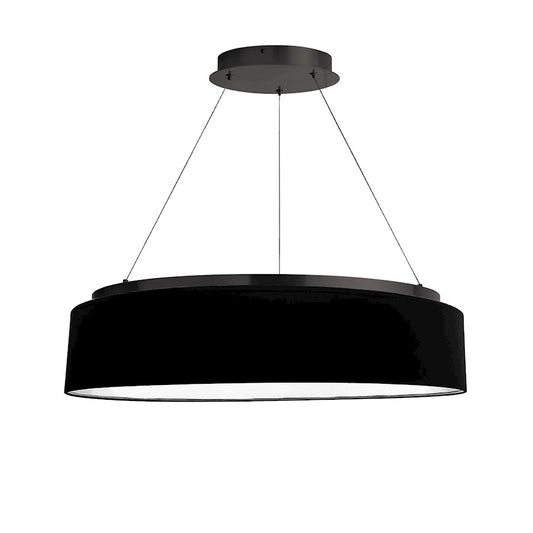 Dainolite Circulo 26in 1-Light Chandelier | Modern Matte Black Fabric and Black Drum Shade | Dining Room & Kitchen | 26 x 26 x 6 | Model CIR-2634C-MB-797