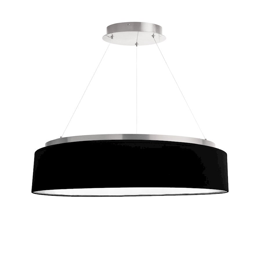 Dainolite Circulo 26in 1-Light LED Chandelier | Modern Black Fabric and Silver Metal | Kitchen & Dining Room | 26 x 26 x 6 in | Model CIR-2634C-SV-797