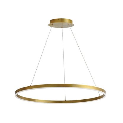 Dainolite Circulo 32in 1-Light Chandelier | Modern Aged Brass Metal and White Acrylic | Dining Room & Foyer | Model CIR-3263C-5CCT-AGB