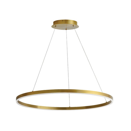 Dainolite Circulo 32in 1-Light Chandelier | Modern Aged Brass Metal and White Acrylic | Dining Room & Foyer | Model CIR-3263C-5CCT-AGB