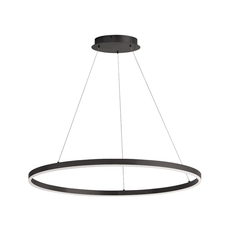 Dainolite Circulo 32in 1-Light Chandelier | Modern Matte Black Metal and White Acrylic | Dining Room & Foyer | Model CIR-3263C-5CCT-MB