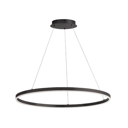 Dainolite Circulo 32in 1-Light Chandelier | Modern Matte Black Metal and White Acrylic | Dining Room & Foyer | Model CIR-3263C-5CCT-MB