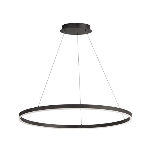 Dainolite Circulo 32in 1-Light Chandelier | Modern Matte Black Metal and White Acrylic | Dining Room & Foyer | Model CIR-3263C-5CCT-MB