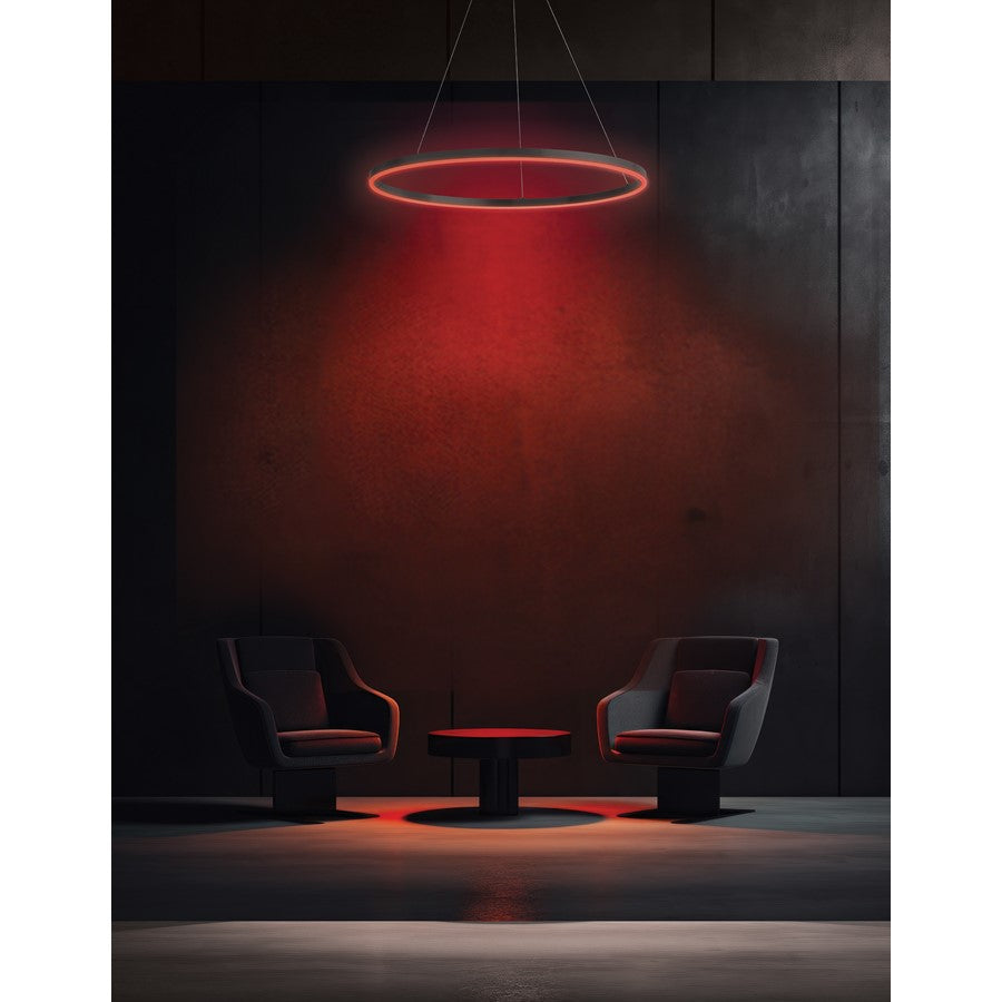 Dainolite Circulo 32in 1-Light Chandelier | Modern Matte Black Metal and White Acrylic | Dining Room & Foyer | Model CIR-3263C-5CCT-MB