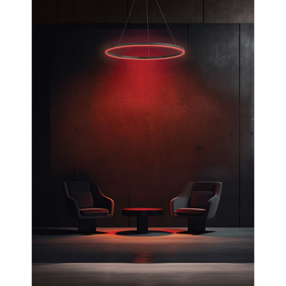 Dainolite Circulo 32in 1-Light Chandelier | Modern Matte Black Metal and White Acrylic | Dining Room & Foyer | Model CIR-3263C-5CCT-MB
