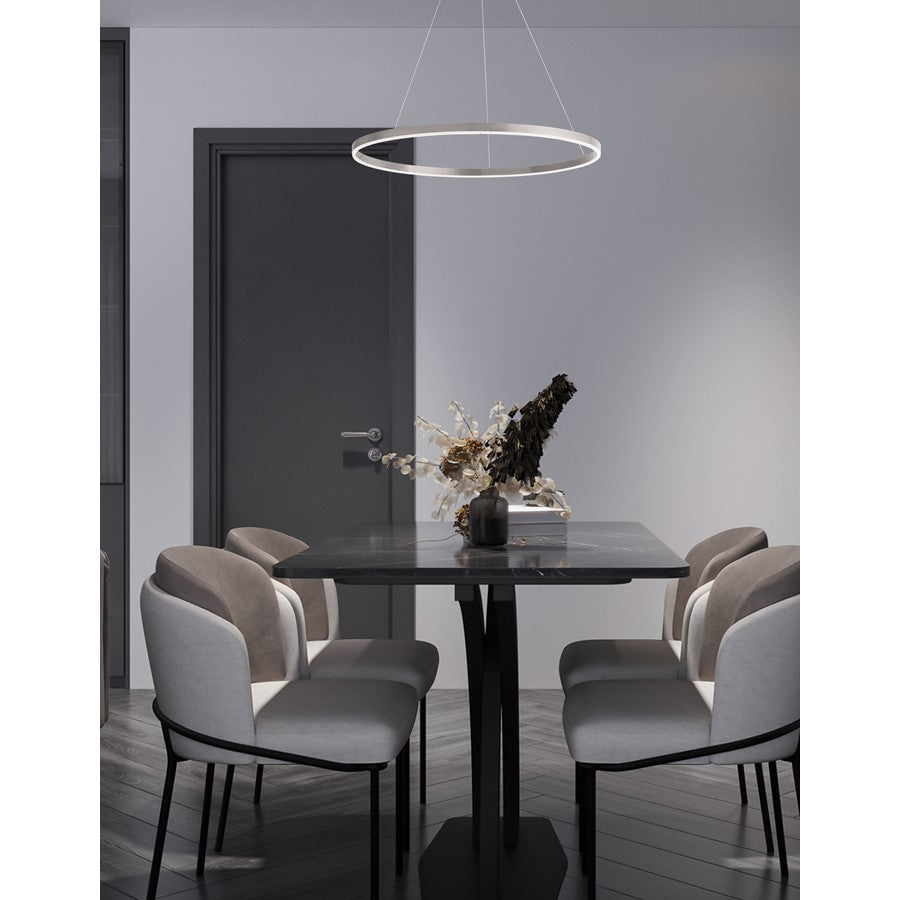 Dainolite Circulo 32in 1-Light Chandelier | Modern Silver and White Acrylic | Dining Room & Foyer | 4725 Lumens, 5CCT | Model CIR-3263C-5CCT-SV