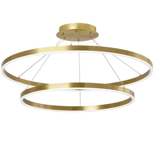 Dainolite Circulo 32in 1-Light Color Change LED Chandelier | Modern Aged Brass and White Acrylic | Dining Room & Foyer | Model CIR-3397C-5CCT-AGB