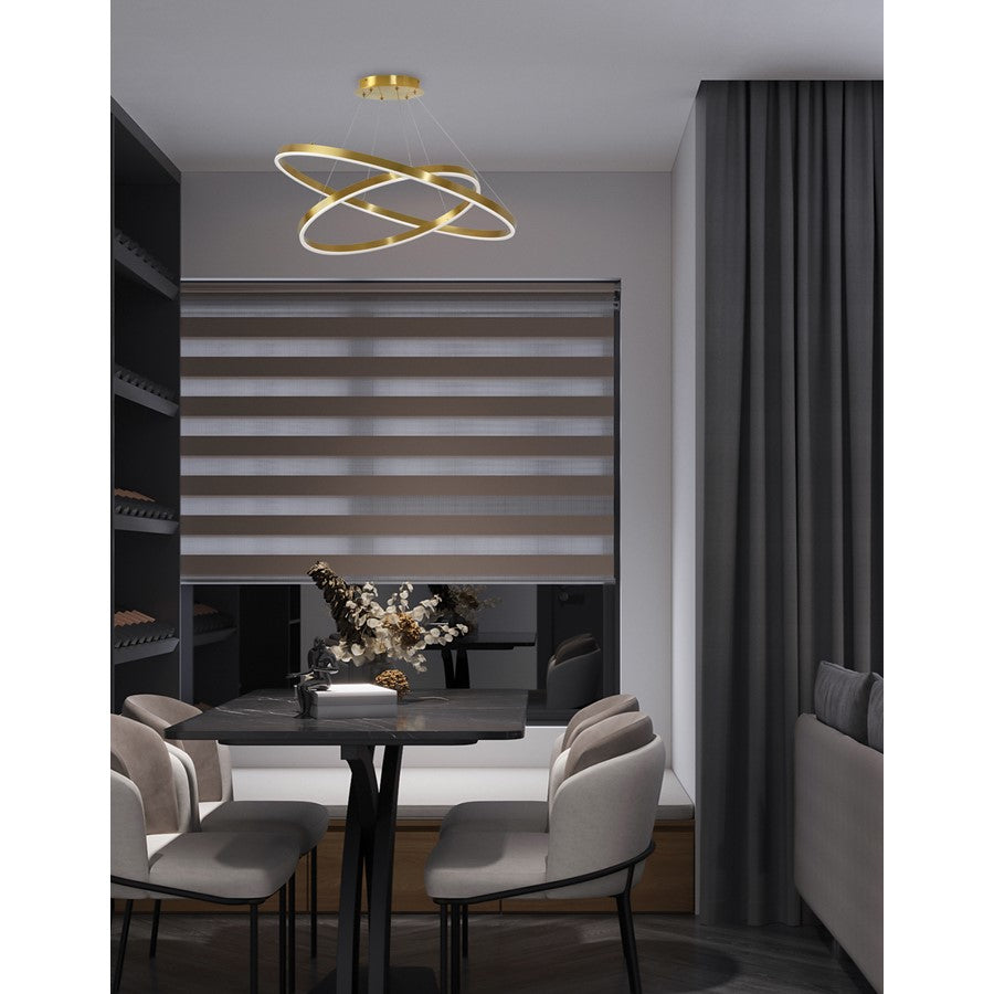 Dainolite Circulo 32in 1-Light Color Change LED Chandelier | Modern Aged Brass and White Acrylic | Dining Room & Foyer | Model CIR-3397C-5CCT-AGB